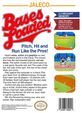 Bases Loaded (USA) (Rev 1) box cover back